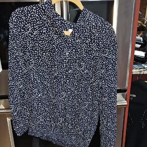 Christopher & Banks Navy Polka Dot Top